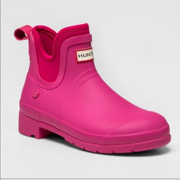 pink hunter chelsea boots
